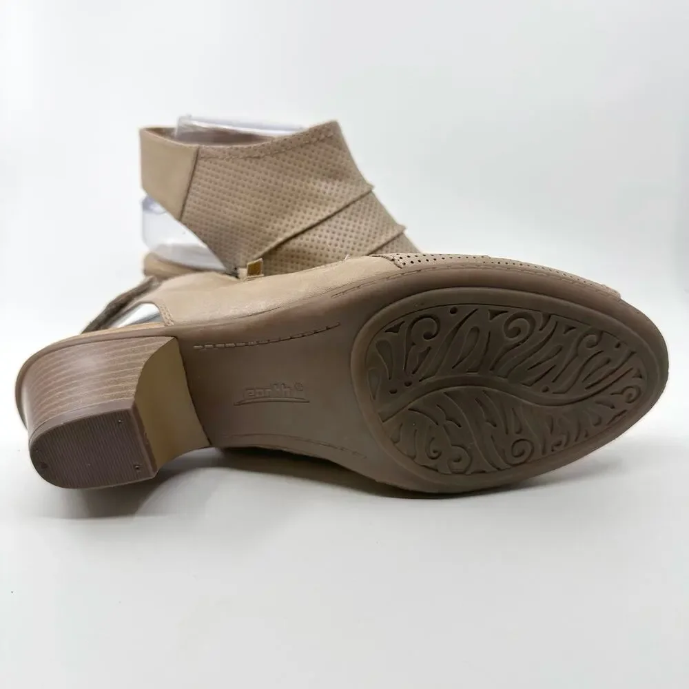 Earth Hydra Light Pecan Zipper Ankle Booties Peep Toe Block Heel Womens Size 10